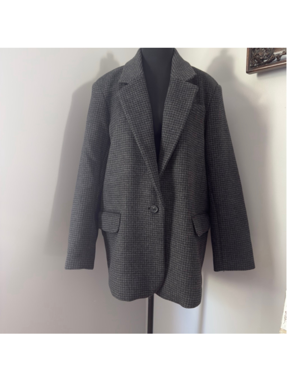 Women's Abercrombie & Fitch Gray Black Houndstooth Blazer XL